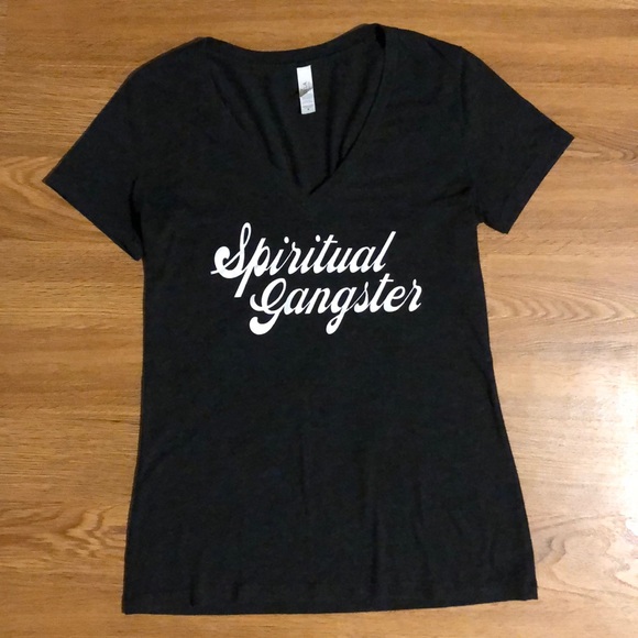 Bella Canvas Tops - "Spiritual Gangster" Print V-Neck T-Shirt